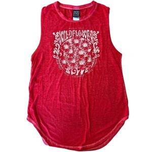 Modern Lux Wildflower World Tour‎ 1977 Graphic Tank Top Red Womens Size Medium